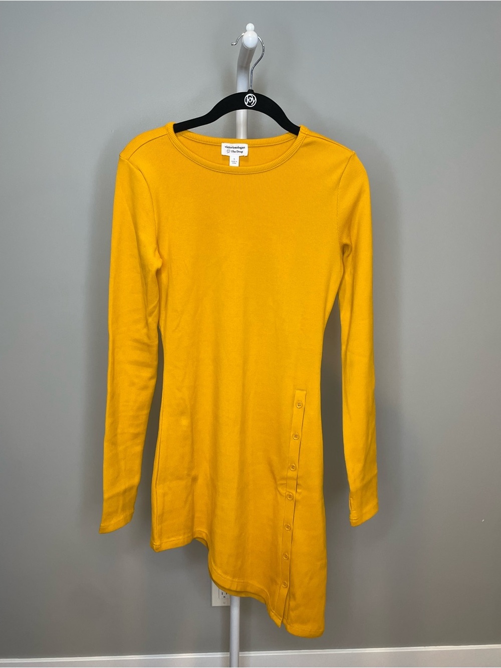 The Drop Womens Asymmetrical Long-Sleeve Dress in Mustard Yellow NWT - Small